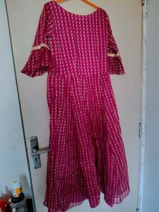 megenta anarkali gown