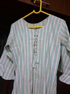 mint green &amp; white striped kurti | size S