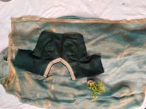 Elegant Teal Saree with Green Blouse