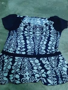 Blue Floral Print Kurta