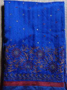 Royal Blue Embroidered Saree