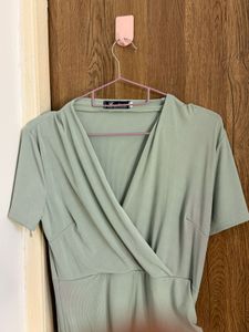 Chic Mint Green Wrap Dress