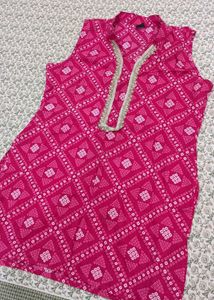 Vibrant Pink Bandhani Kurta