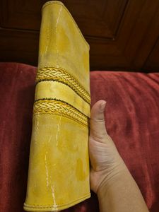 Stylish Yellow Suede Wallet  slightly worn out