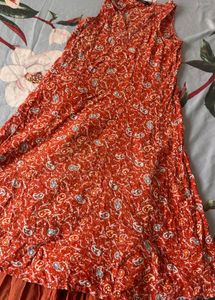 Rust Orange Paisley Printed Kurta Set