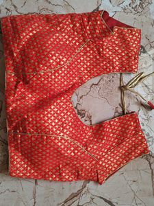 Red & Gold Brocade Blouse