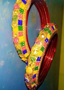 Colorful Decorated Bangles (Set of 2)