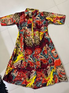 Unique Abstract Print Shirt Dress