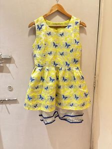 Yellow Butterfly Print Dress
