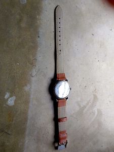 Classic Black Dial Watch with Brown Strap