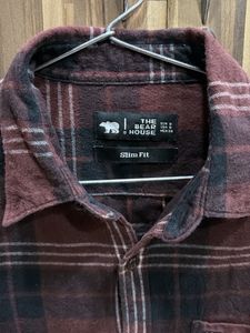 Bear Denim Plaid Flannel Shirt