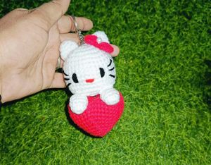 Crocheted Hello Kitty Keychain