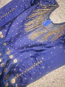 Elegant Blue &amp; Gold Ethnic Gown