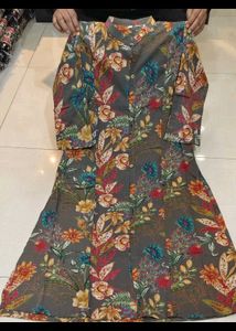 Flower Print A Line Kurti