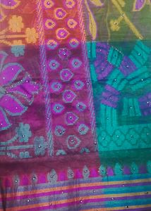 Cotton Saree With Stone Work.