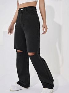 Black Ripped Wide Leg Jeans