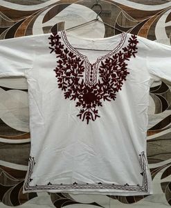 Embroidered White Kurta