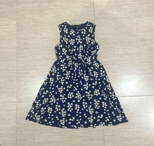 New Navy Blue Floral Sleeveless Dress