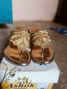 Elegant Gold Embellished Footwear