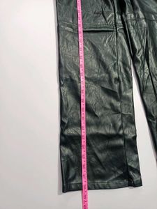 Shein Black Leather Wide Leg Pants XS 28-30