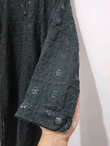 women's Black Sequin Kurta