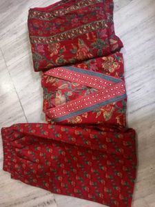 New unused Red Floral Print Kurta set