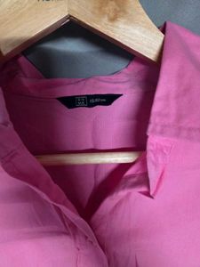 Bright Pink Oversized Button-Up Shirt