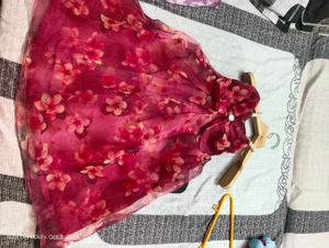 Beautiful Pink Floral Dress Material
