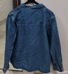 Embroidered Denim Shirt with Winter Scene