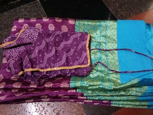 Elegant sky Blue &amp; Purple Saree