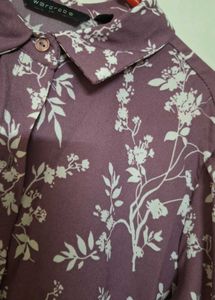 Floral Print Button-Up Shirt dress