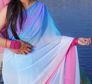 Stunning Ombre Saree with lace Border