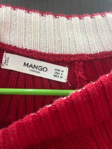 MANGO Red Knit Sweater