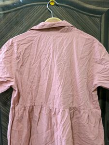 Chic Pink Collared Shirt Dress