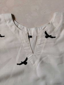 Chic White &amp; Black Palm Tree Kurta Set