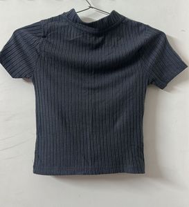 Ribbed Mock Neck Short Sleeve Top