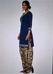 Elegant Blue Kurta with Patiala Pants and Dupatta