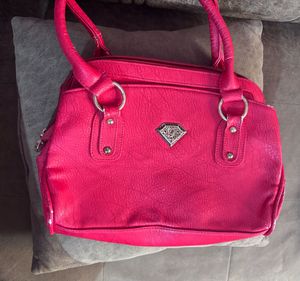 Vibrant red Handbag with Diamond Accent