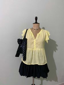Yellow Ruffle Mango Top