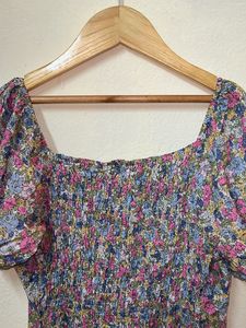 Boho Floral Puff Sleeve Mini Dress