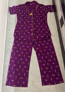 Purple,Black & Floral Pajama Set