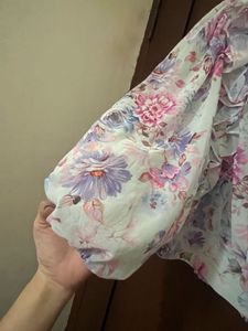 Flowy Floral Ruffle Wrap Top