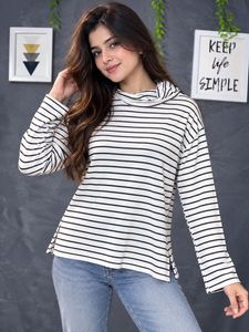 George Striped Turtleneck Long Sleeve Top