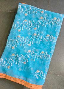 Sky-blue Embroidered Dupatta 💙