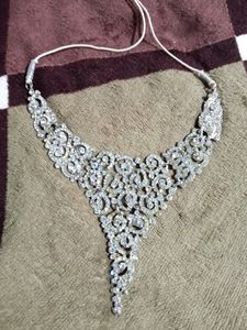 Silver Diamond PartyWear Necklace Set