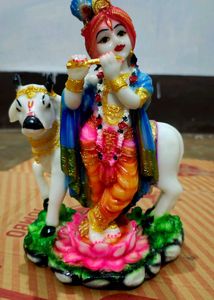 Lord Krishna Statue with Cow