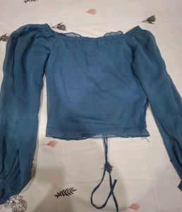 Blue Off-Shoulder crop top