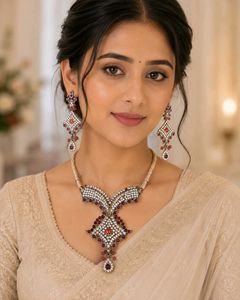 Elegant Oxidized Silver Necklace Set