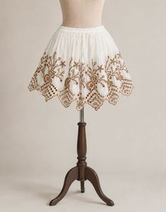 Boho Embroidered Eyelet Mini Skirt