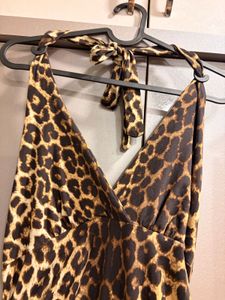 Leopard Print Halter Neck Bodycon Dress